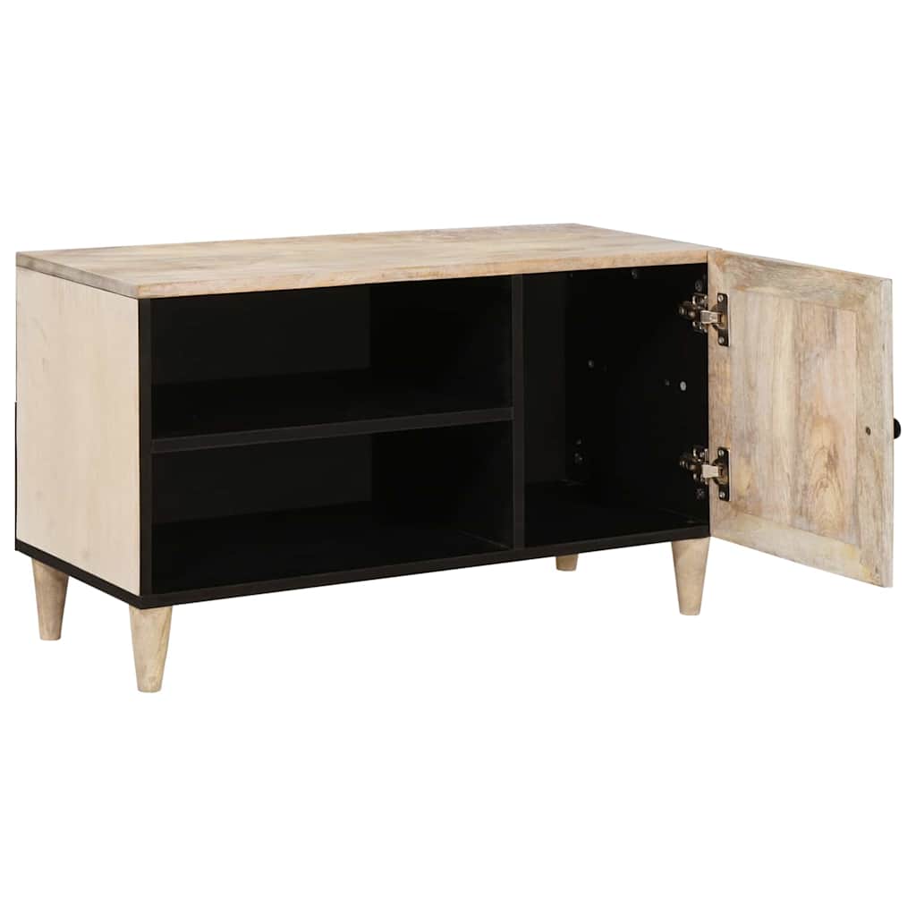 Mobile TV Bianco 80 x 33 x 46 cm legno massello di mango