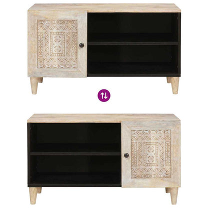Mobile TV Bianco 80 x 33 x 46 cm legno massello di mango