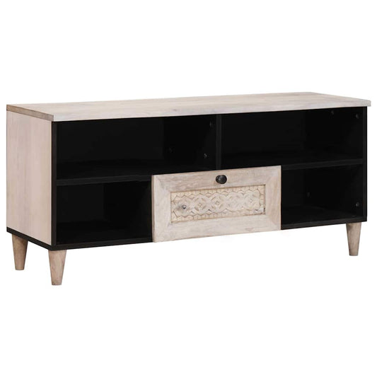 Mobile TV Bianco 105 x 33 x 46 cm legno massello di mango