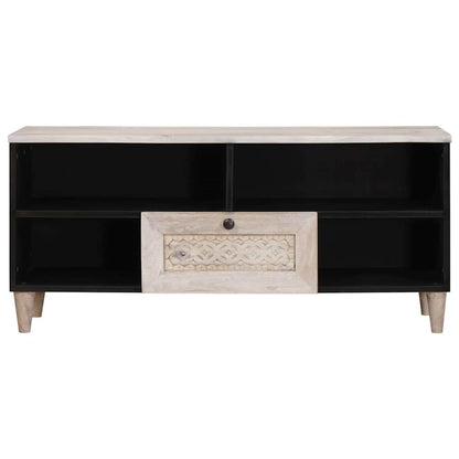 Mobile TV Bianco 105 x 33 x 46 cm legno massello di mango