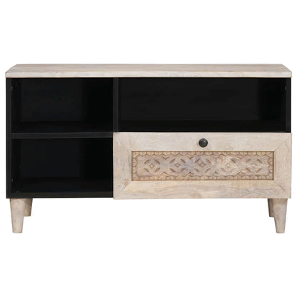 Mobile TV Bianco 80 x 33 x 46 cm legno massello di mango