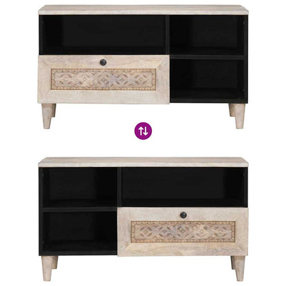 Mobile TV Bianco 80 x 33 x 46 cm legno massello di mango