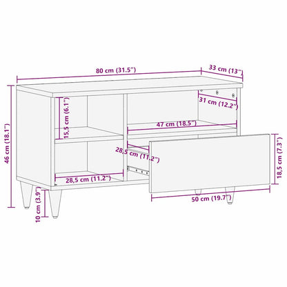 Mobile TV Bianco 80 x 33 x 46 cm legno massello di mango
