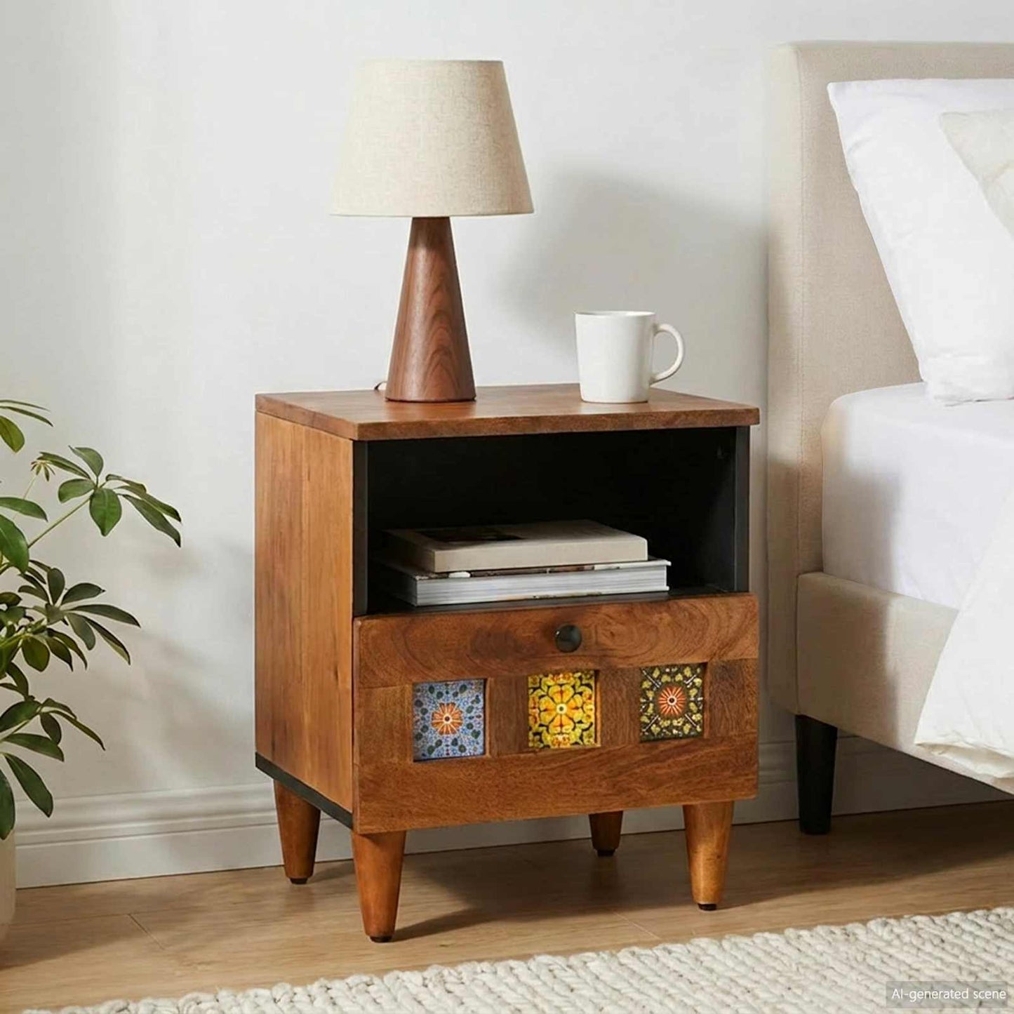 Armadio da Notte con cassetto Marrone 40 x 33 x 46 cm | homemem39