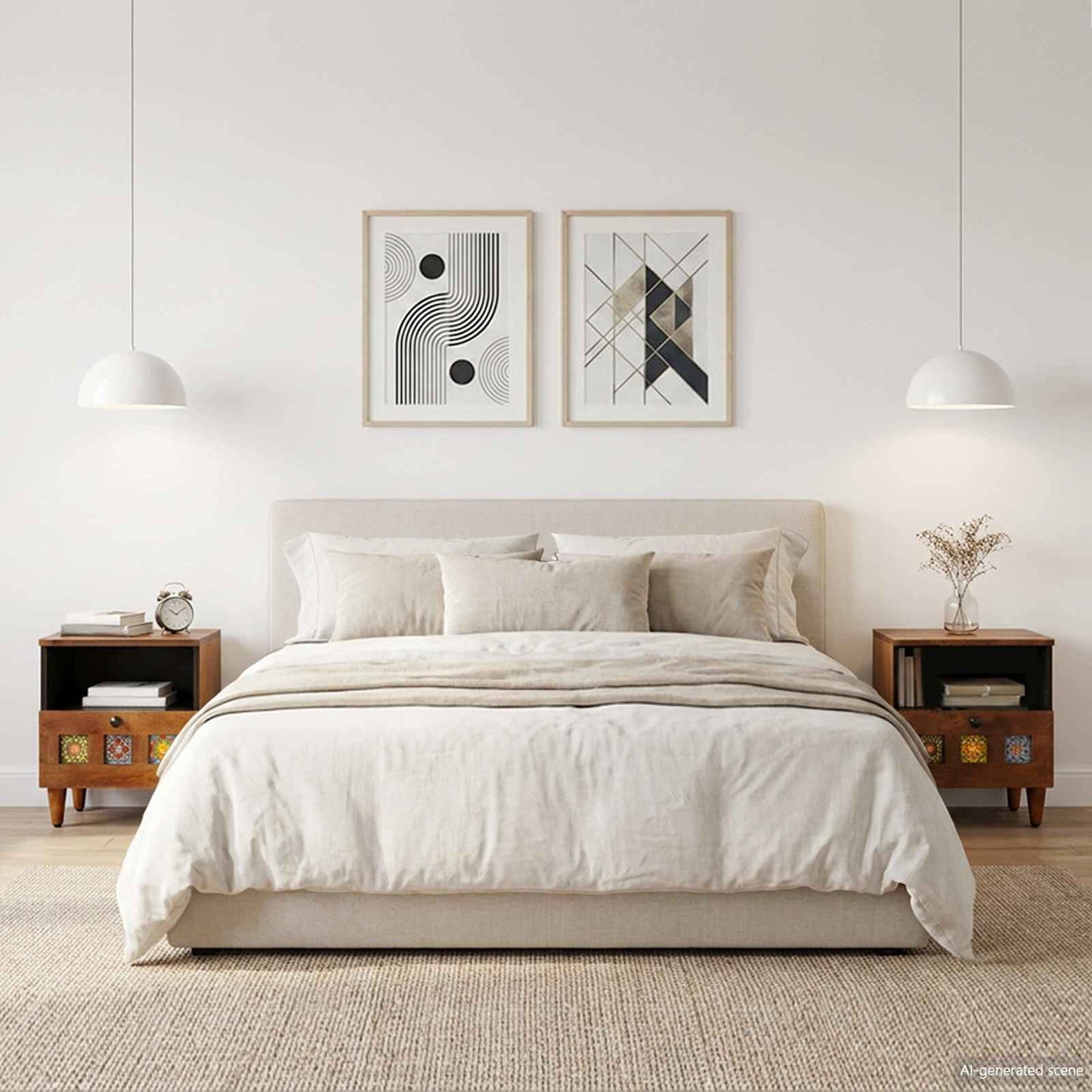 Armadio da Notte con cassetto 2 pcs Marrone 40 x 33 x 46 cm | homemem39
