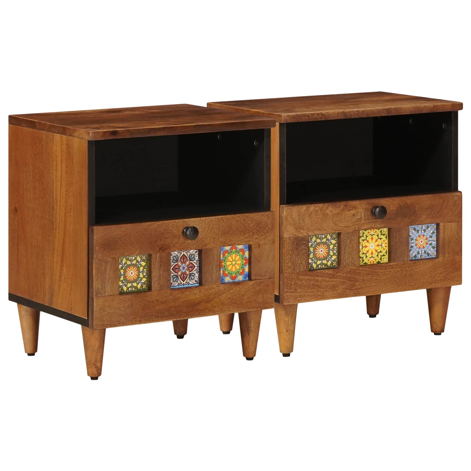 Armadio da Notte con cassetto 2 pcs Marrone 40 x 33 x 46 cm | homemem39