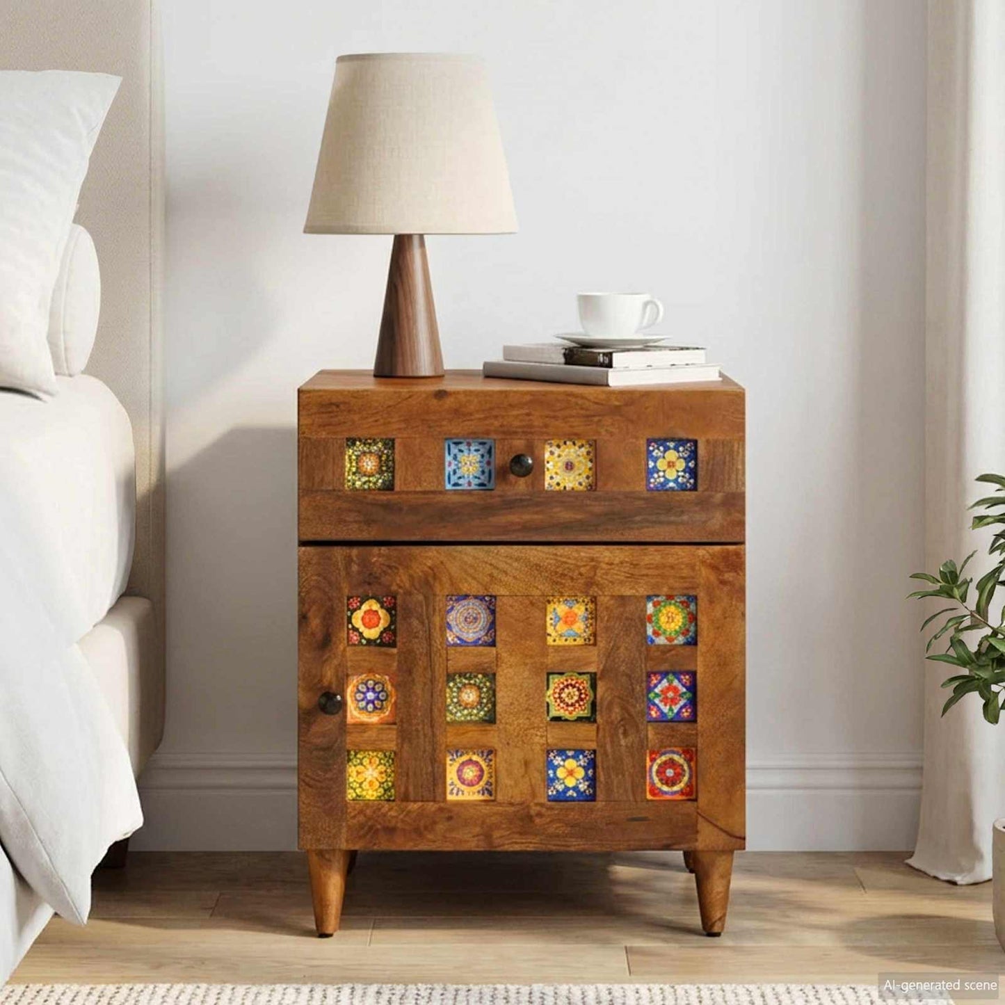 Armadio da Notte con cassetto Marrone 50 x 33 x 60 cm | homemem39