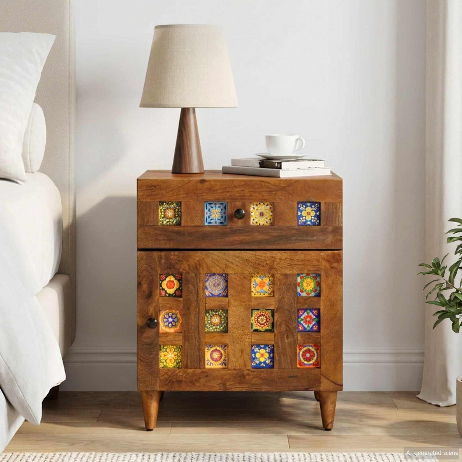 Armadio da Notte con cassetto Marrone 50 x 33 x 60 cm | homemem39