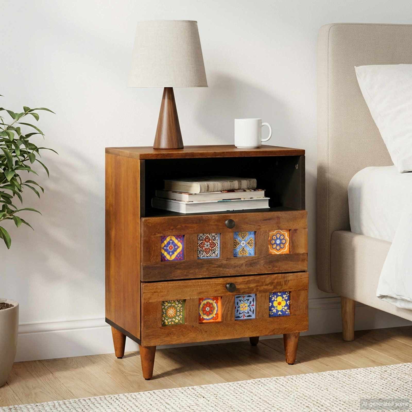 Armadio da Notte con cassetto Marrone 50 x 33 x 62 cm | homemem39