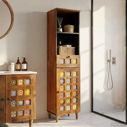Mobile da Bagno con cassetto con porta Noce 38 x 33 x 160 cm | homemem39