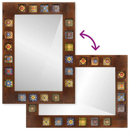 Specchio da bagno Noce 50 x 70 x 3 cm Legno di mango massello