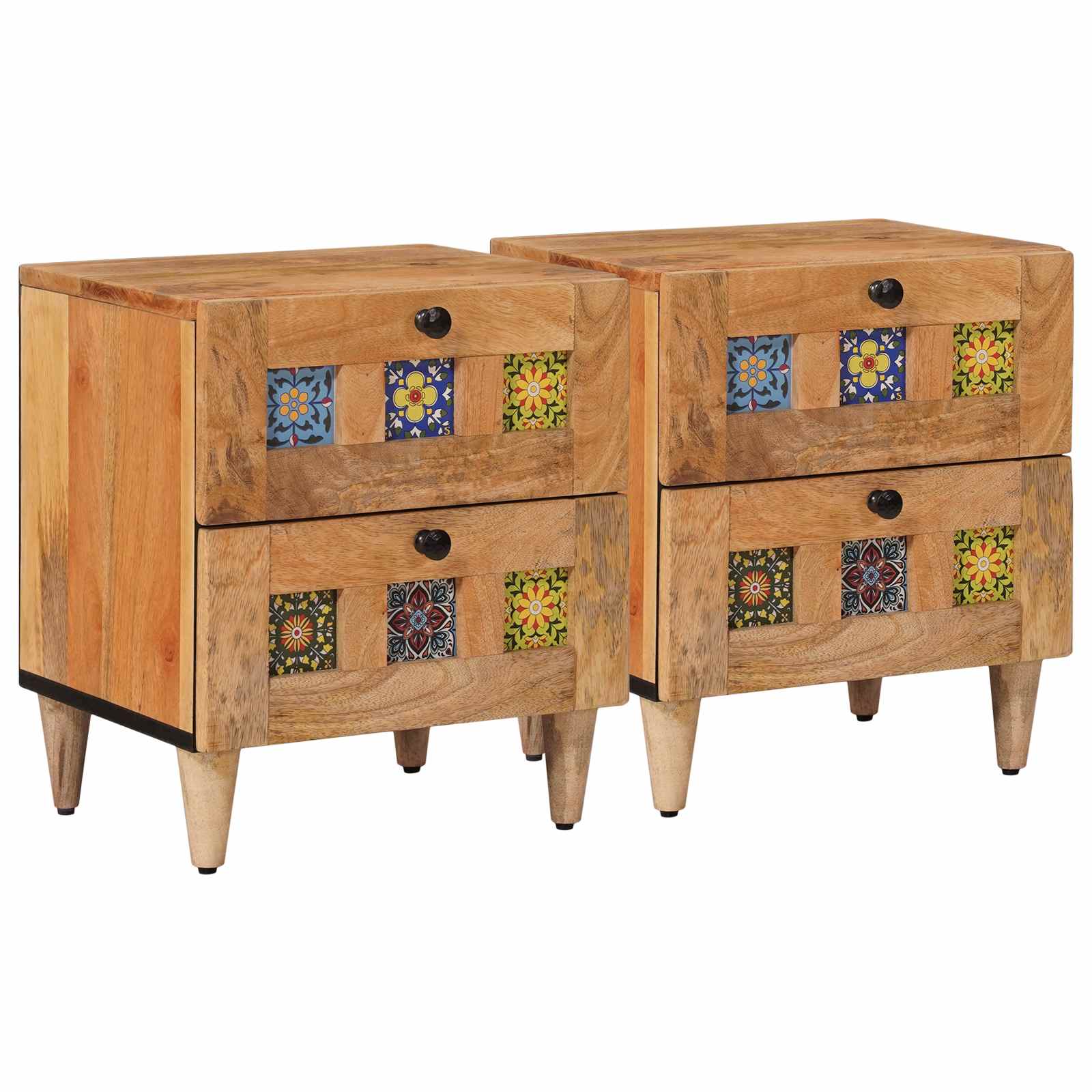 Armadio da Notte con cassetto 2 pcs Naturale 40 x 33 x 46 cm | homemem39