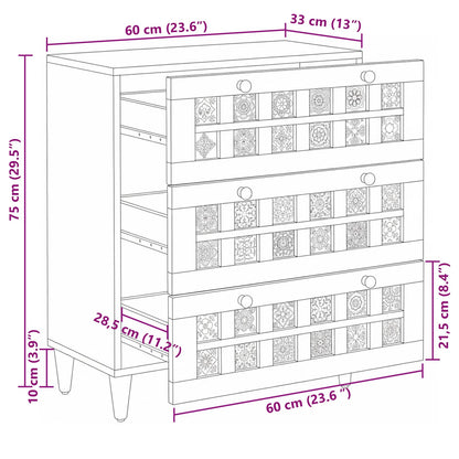 Credenza Naturale 60 x 33 x 75 cm Legno di mango massello | homemem39