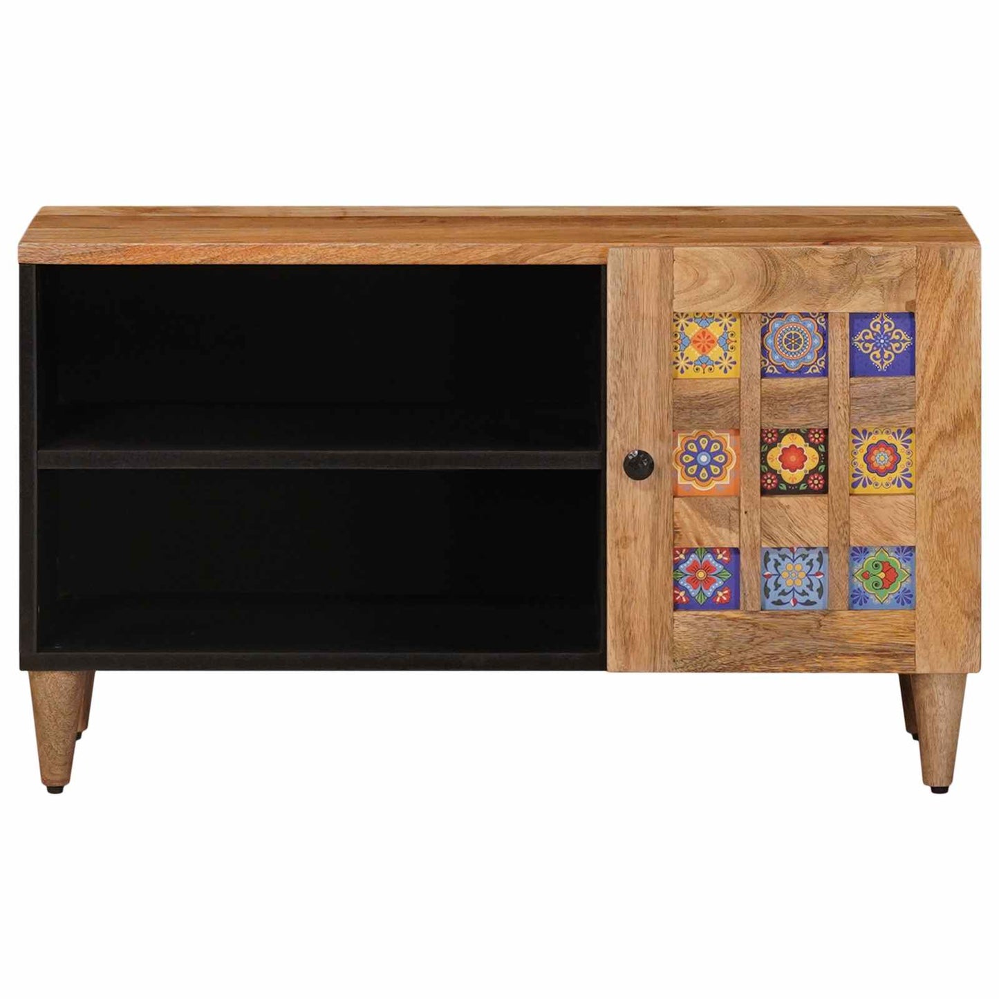 Mobile TV Naturale 80 x 33 x 46 cm Legno di mango massello | homemem39