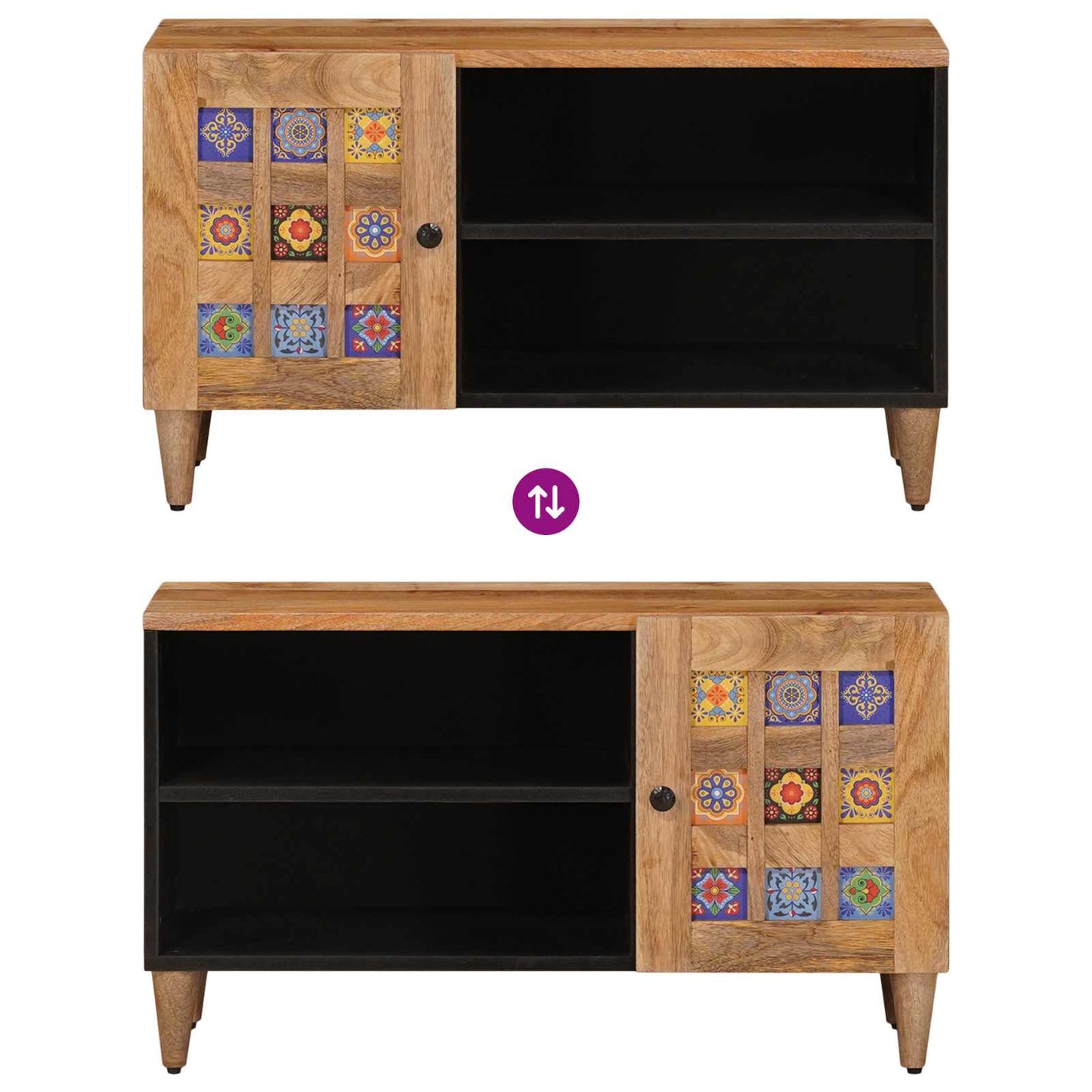Mobile TV Naturale 80 x 33 x 46 cm Legno di mango massello | homemem39