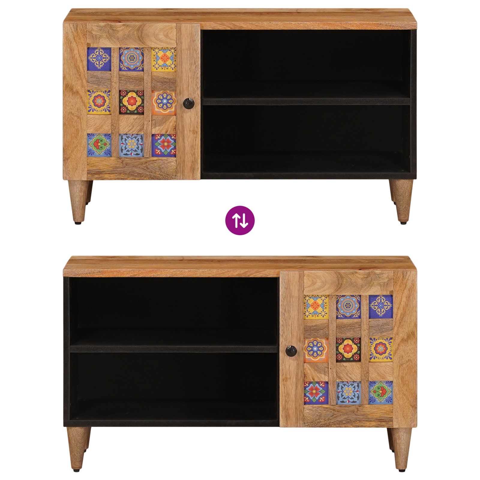 Mobile TV Naturale 80 x 33 x 46 cm Legno di mango massello | homemem39