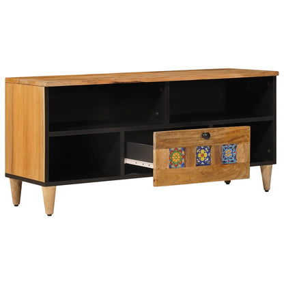 Mobile TV Naturale 100 x 33 x 46 cm Legno di mango massello | homemem39