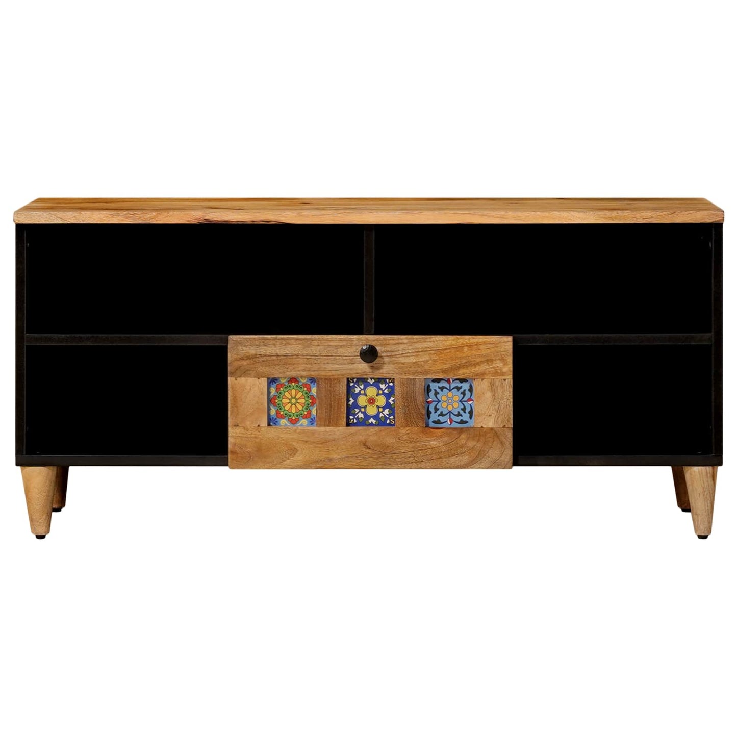 Mobile TV Naturale 100 x 33 x 46 cm Legno di mango massello | homemem39