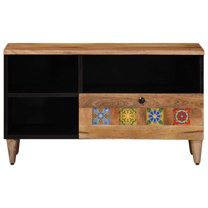 Mobile TV Naturale 80 x 33 x 46 cm Legno di mango massello | homemem39