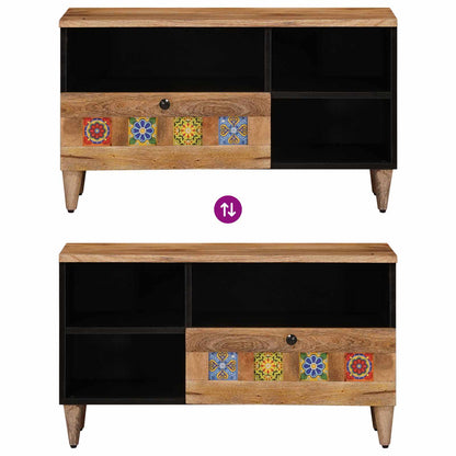 Mobile TV Naturale 80 x 33 x 46 cm Legno di mango massello | homemem39