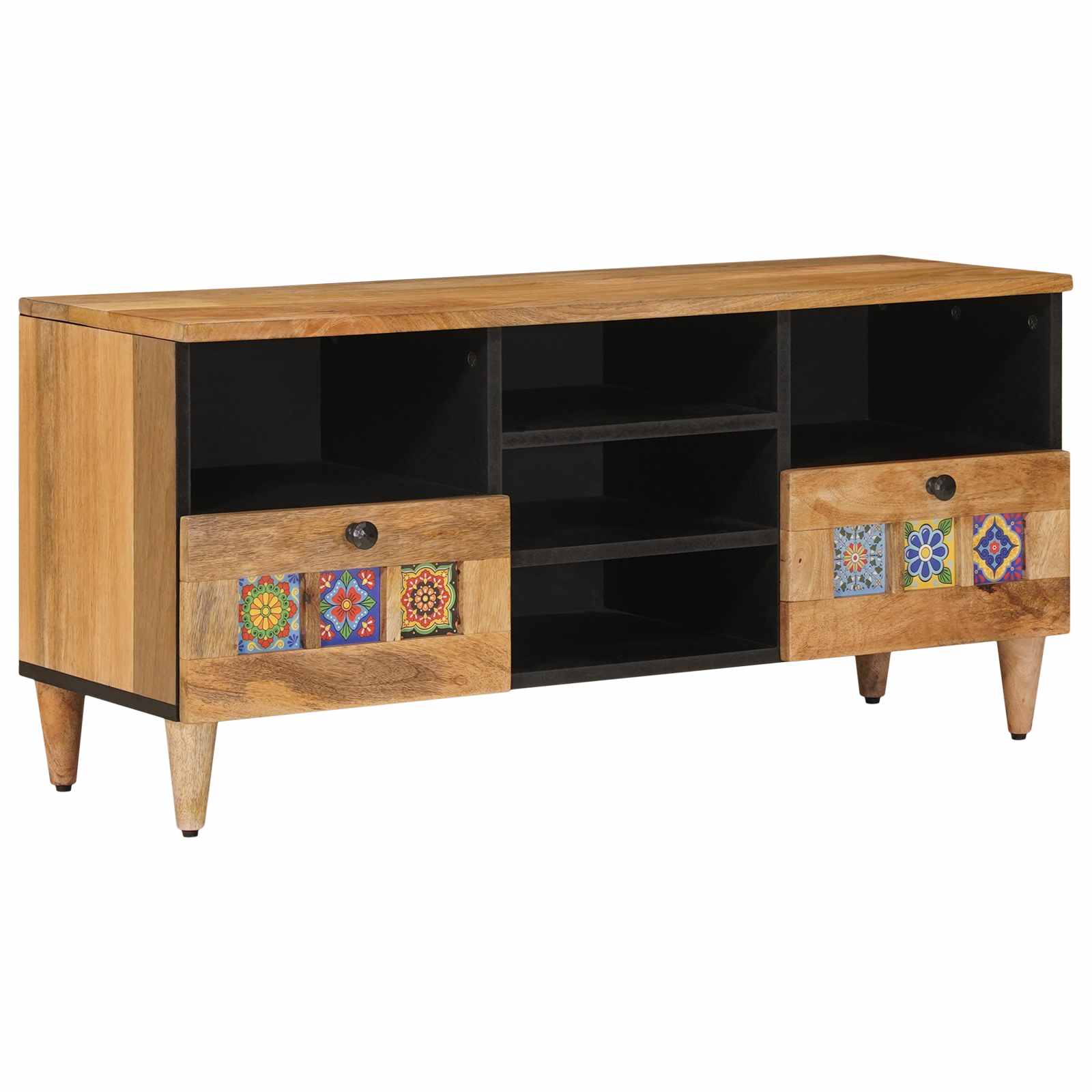 Mobile TV Naturale 100 x 33 x 46 cm Legno di mango massello | homemem39