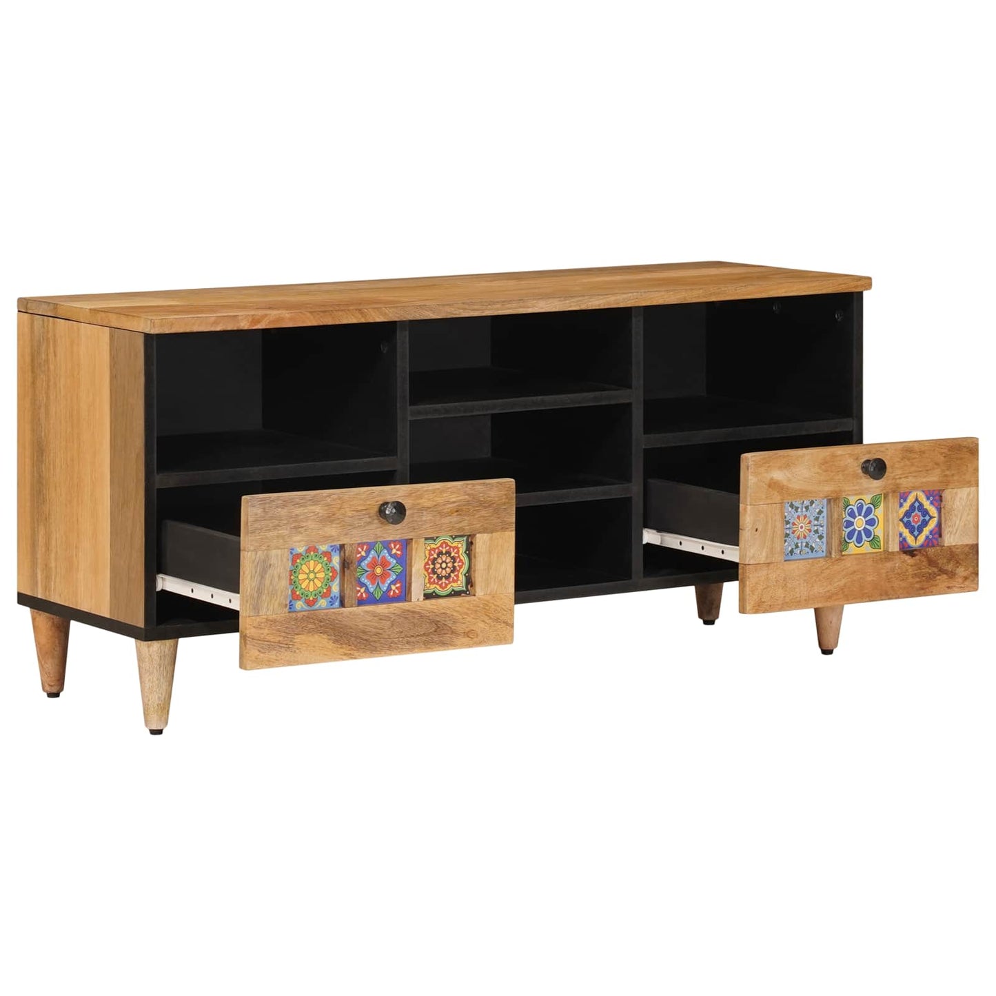 Mobile TV Naturale 100 x 33 x 46 cm Legno di mango massello | homemem39