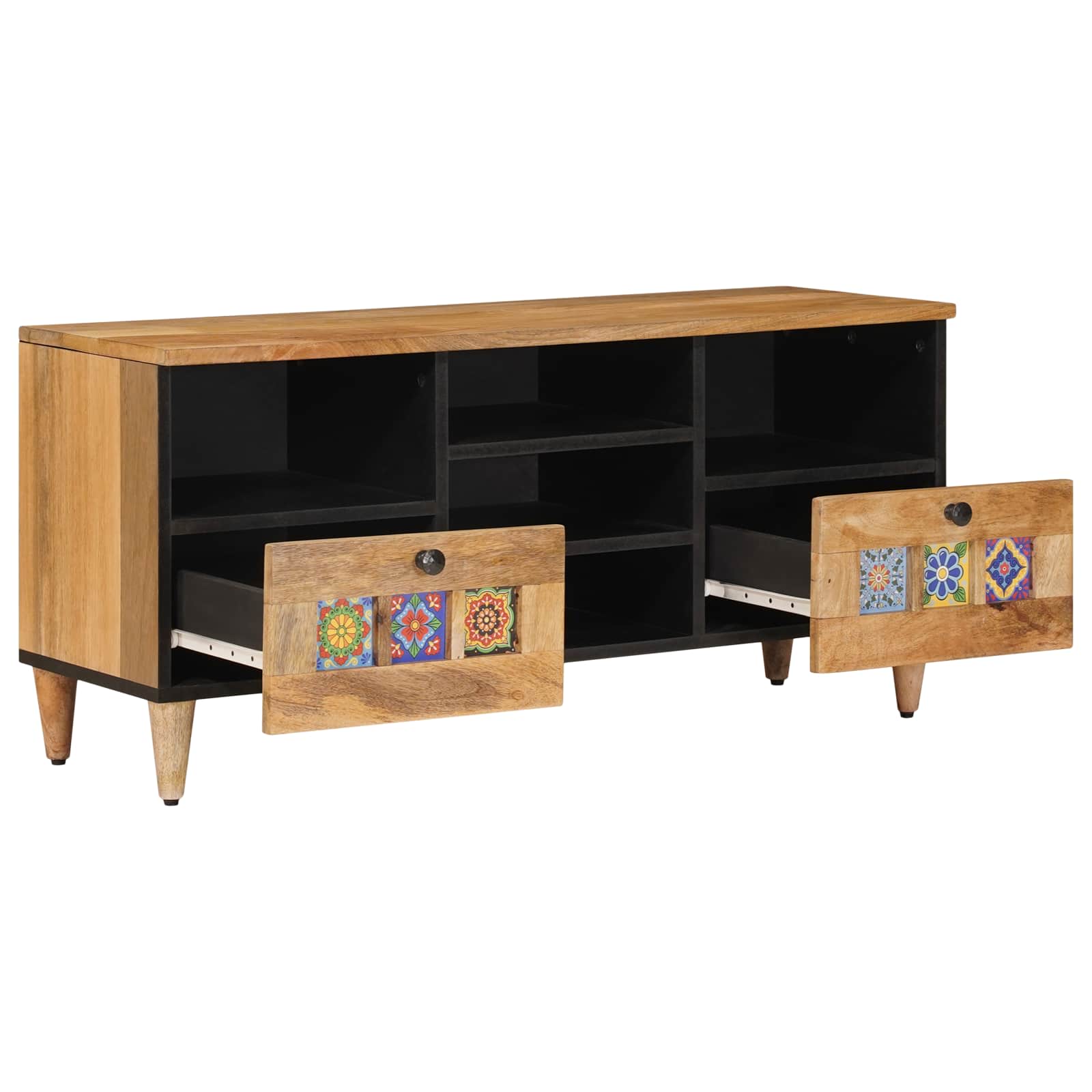 Mobile TV Naturale 100 x 33 x 46 cm Legno di mango massello | homemem39