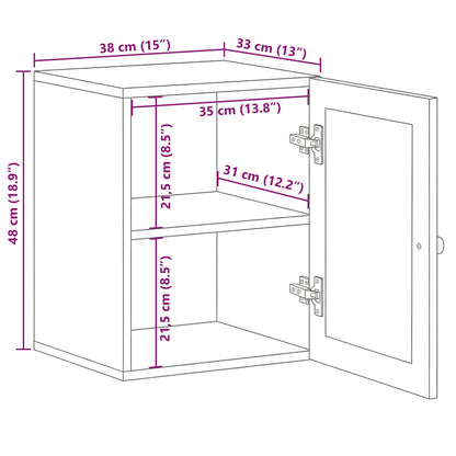 Mobile Appeso da Bagno con porta Naturale 38 x 33 x 48 cm | homemem39