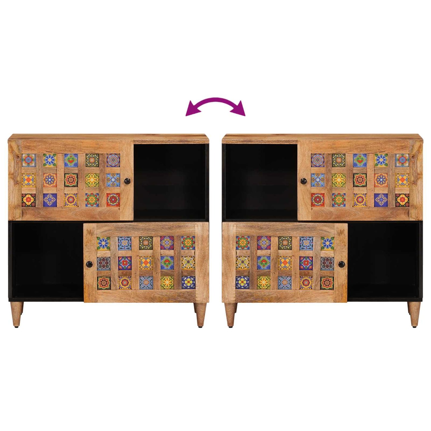 Credenza Naturale 80 x 33 x 75 cm Legno di mango massello | homemem39