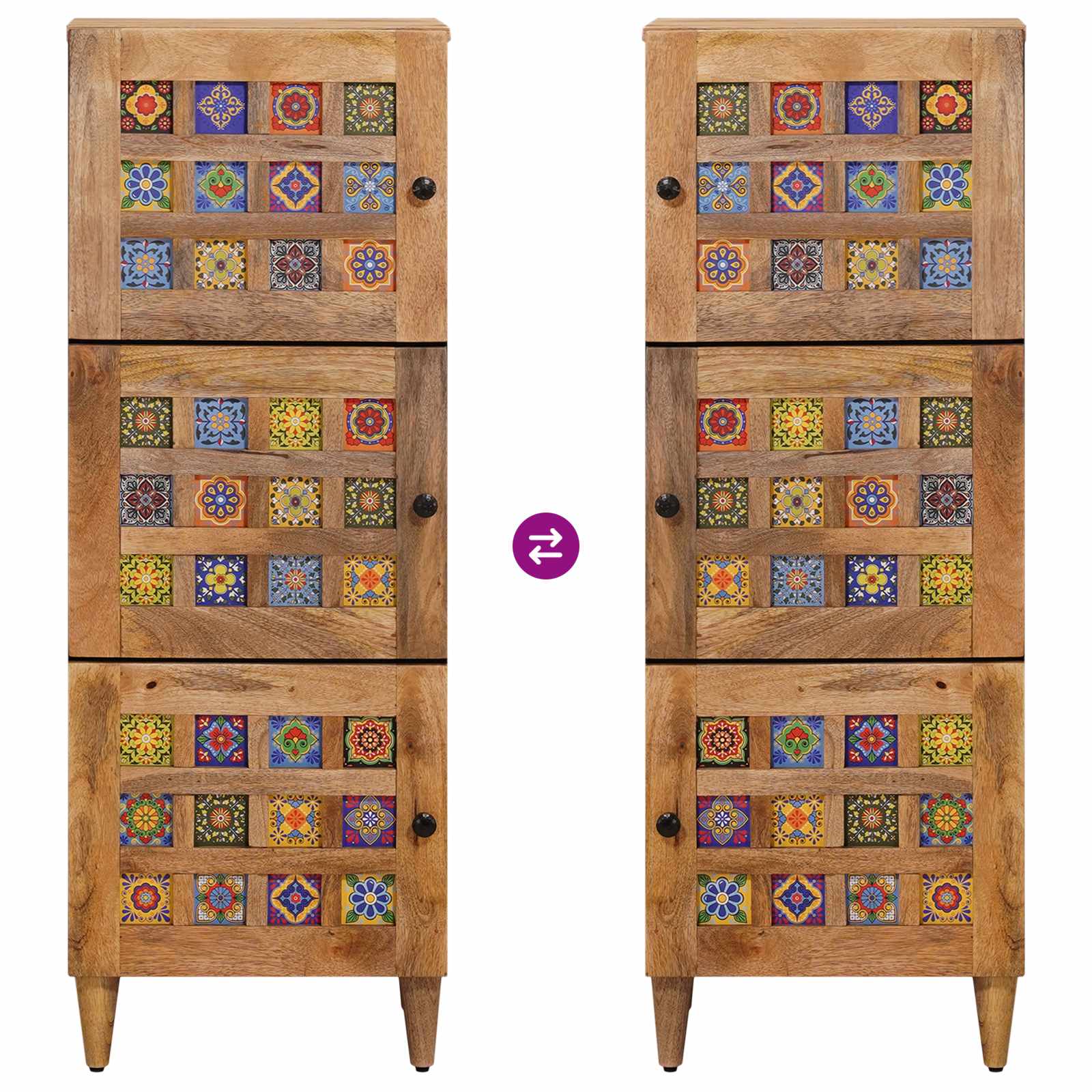 Credenza Naturale 40 x 33 x 110 cm Legno di mango massello | homemem39