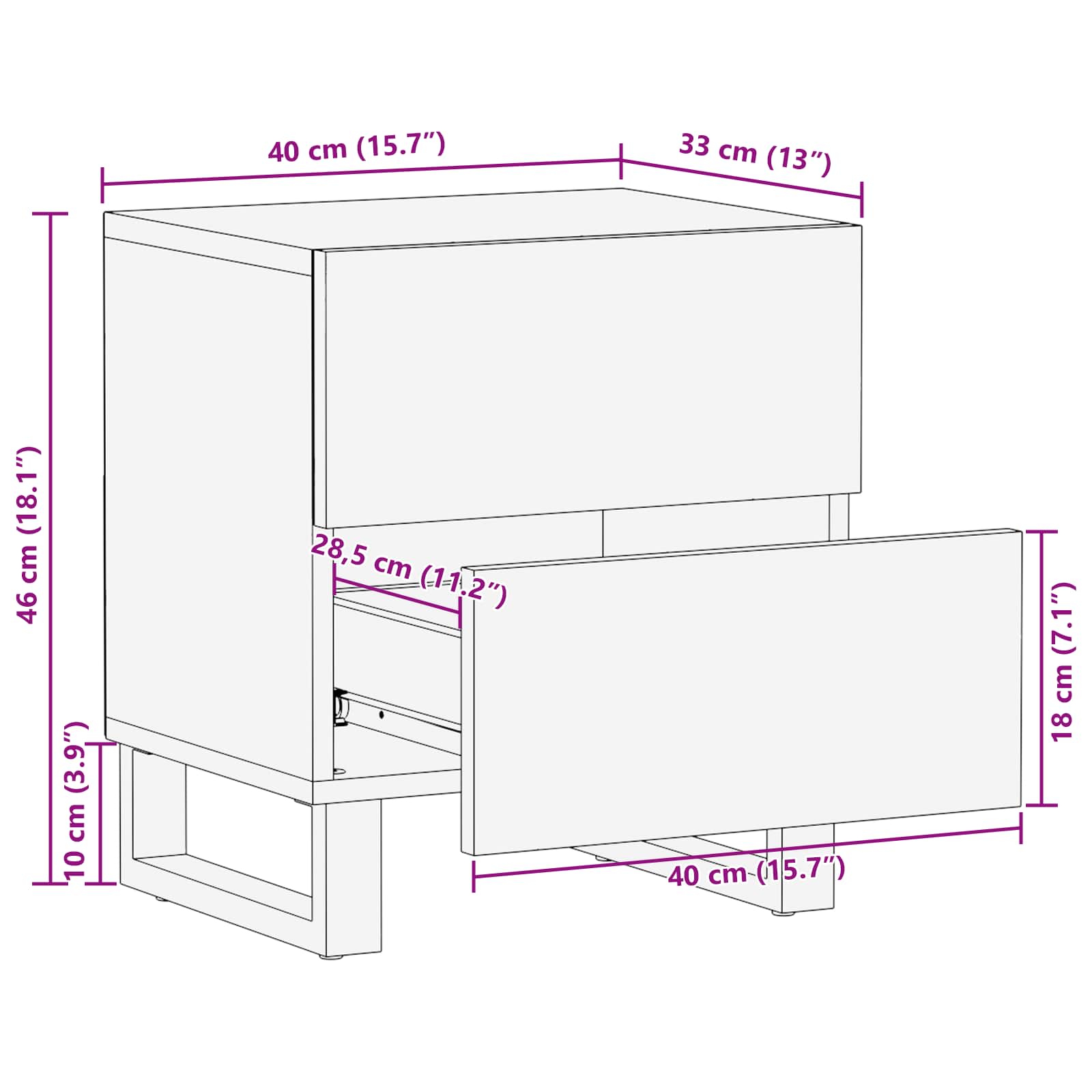 Armadio da Notte con cassetto Marrone 40 x 33 x 46 cm | homemem39