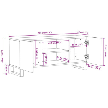 Mobile TV Marrone 105 x 33 x 46 cm Legno di mango massello | homemem39