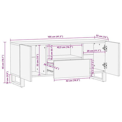 Mobile TV Marrone 105 x 33 x 46 cm Legno di mango massello | homemem39