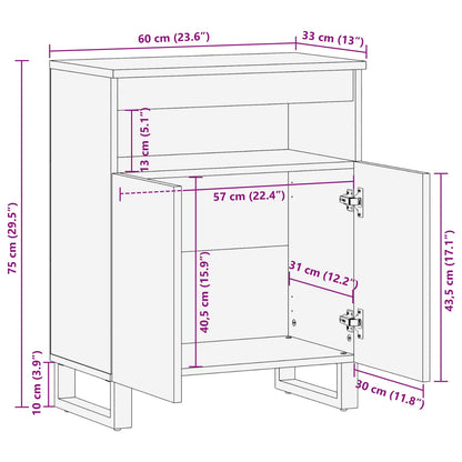 Mobile laterale Marrone 60 x 33 x 75 cm Legno di mango massello | homemem39