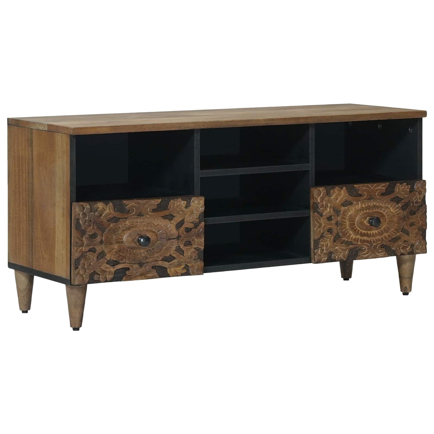 Mobile TV Marrone 100 x 33,5 x 46 cm Legno di mango massello | homemem39