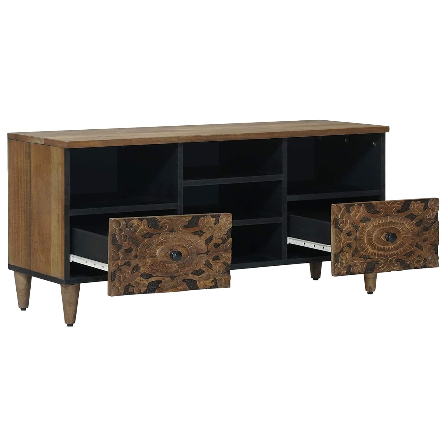 Mobile TV Marrone 100 x 33,5 x 46 cm Legno di mango massello | homemem39