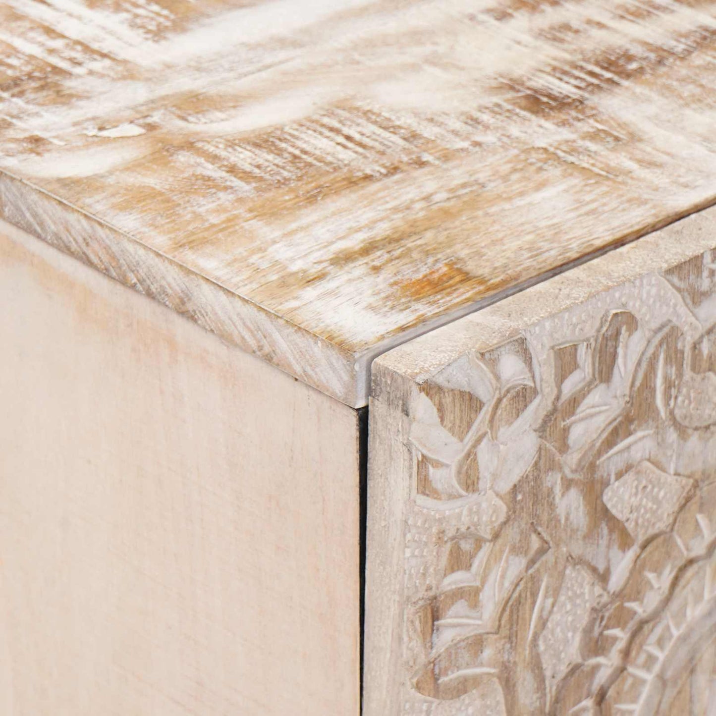 Mobile TV Bianco 105 x 33,5 x 46 cm Legno di mango massello | homemem39