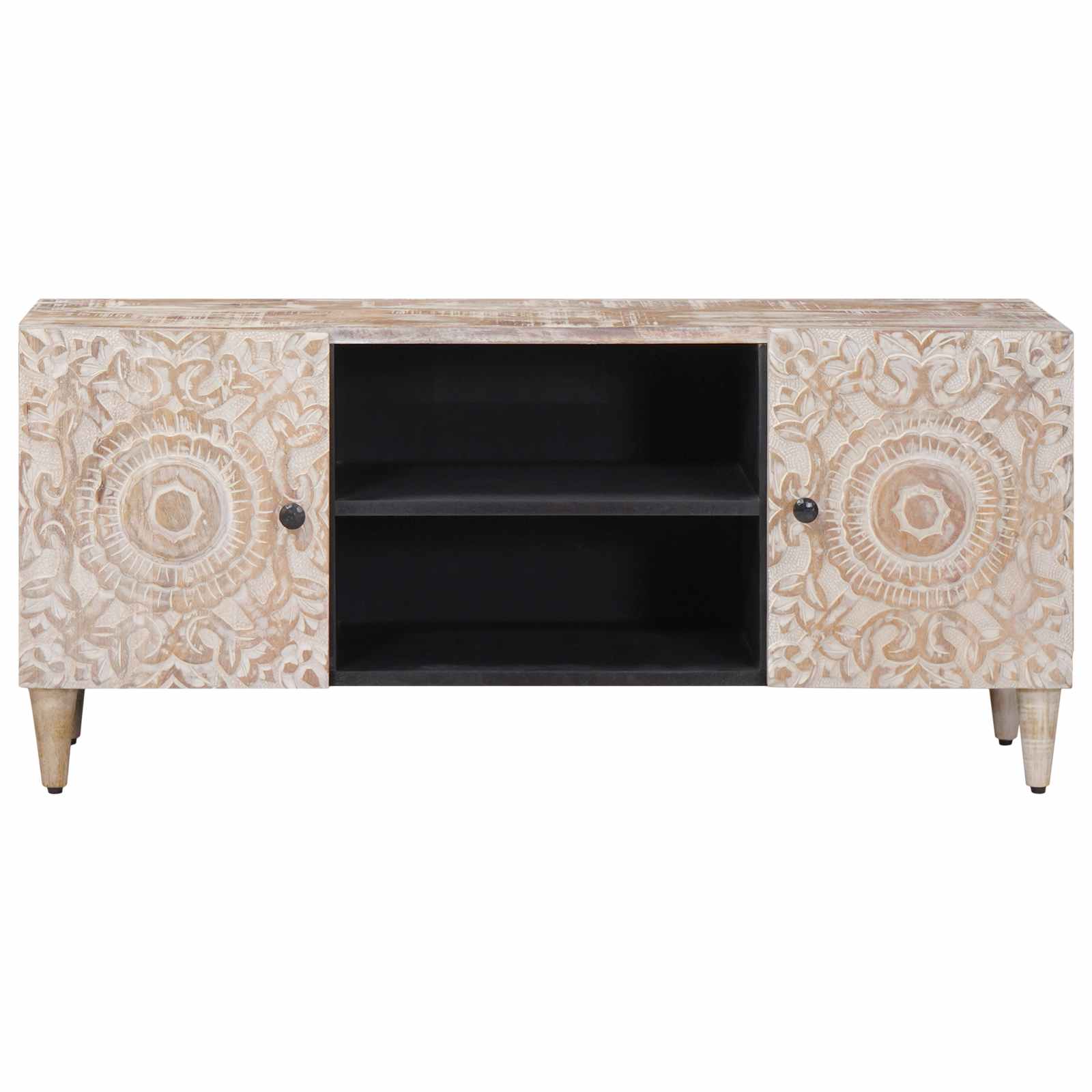 Mobile TV Bianco 105 x 33,5 x 46 cm Legno di mango massello | homemem39