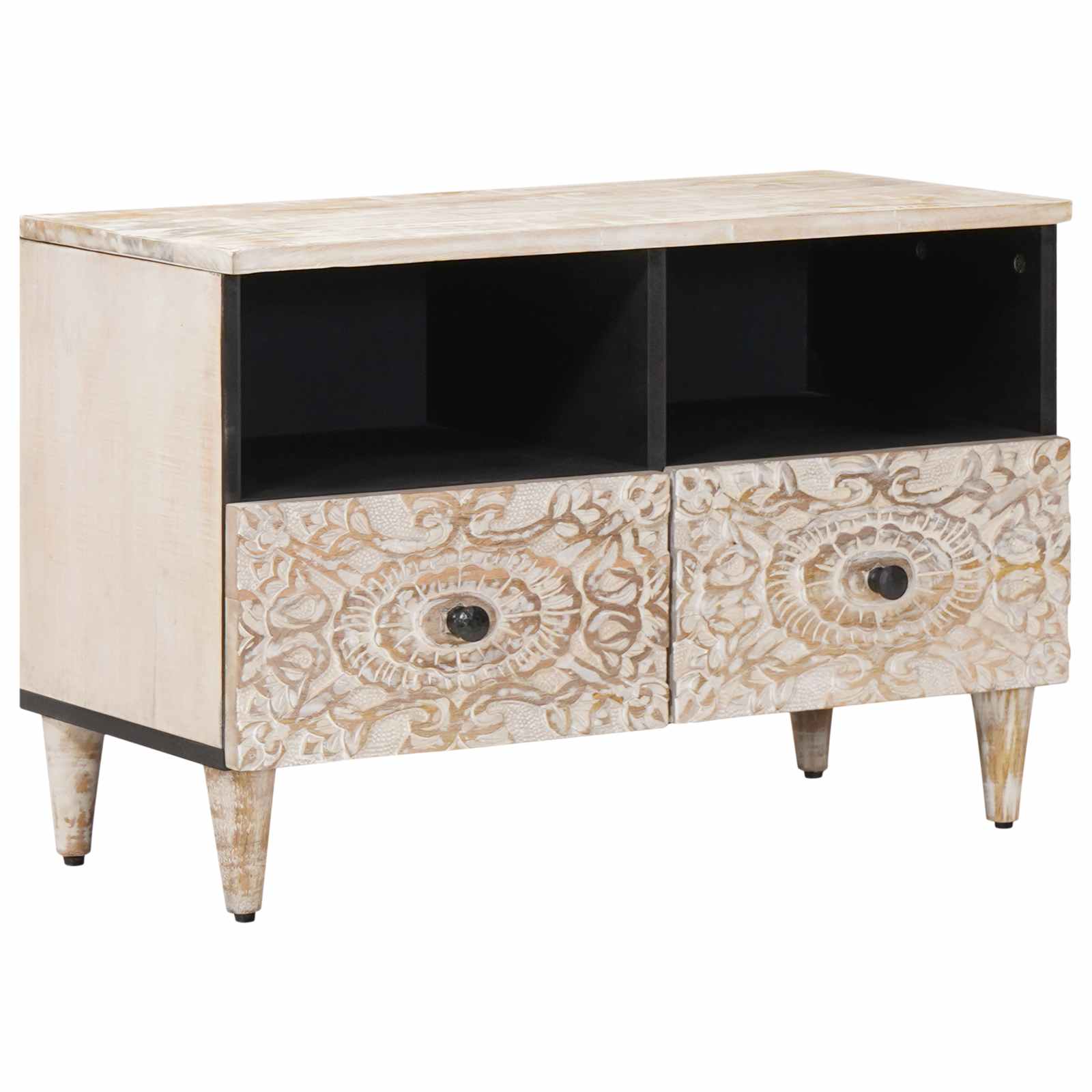 Mobile TV Bianco 70 x 33,5 x 46 cm Legno di mango massello | homemem39