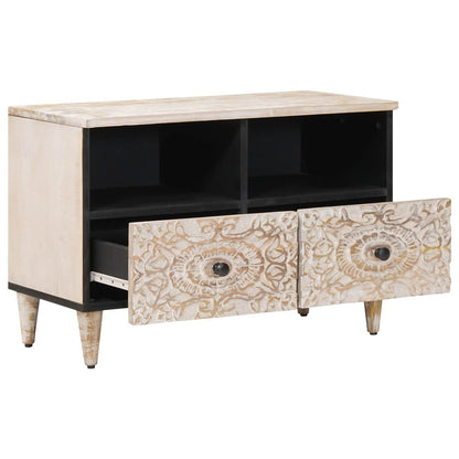 Mobile TV Bianco 70 x 33,5 x 46 cm Legno di mango massello | homemem39