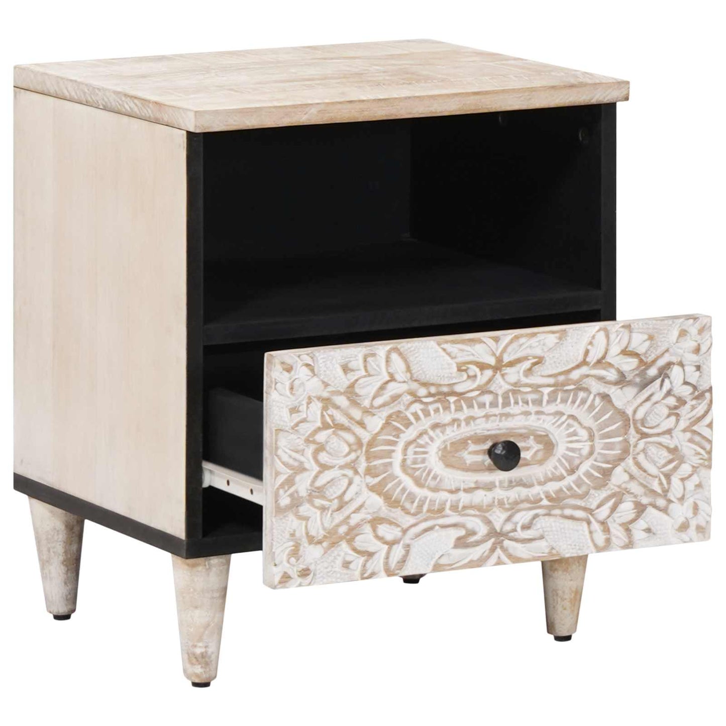 Mobiletto da Letto con cassetto Bianco 40 x 33 x 46 cm | homemem39