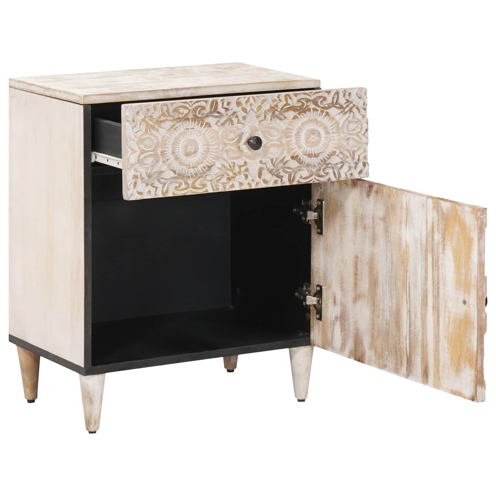 Mobiletto da Letto con cassetto Bianco 50 x 33 x 60 cm | homemem39