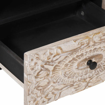 Mobile TV Bianco 105 x 33,5 x 46 cm Legno di mango massello | homemem39
