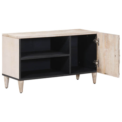 Mobile TV Bianco 80 x 31,5 x 46 cm Legno di mango massello | homemem39