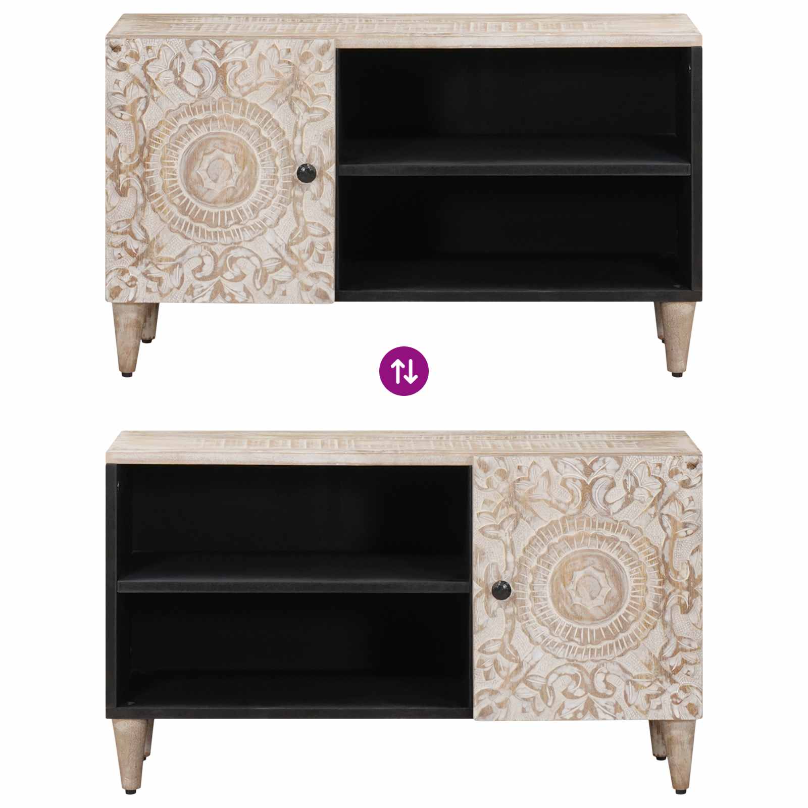 Mobile TV Bianco 80 x 31,5 x 46 cm Legno di mango massello | homemem39