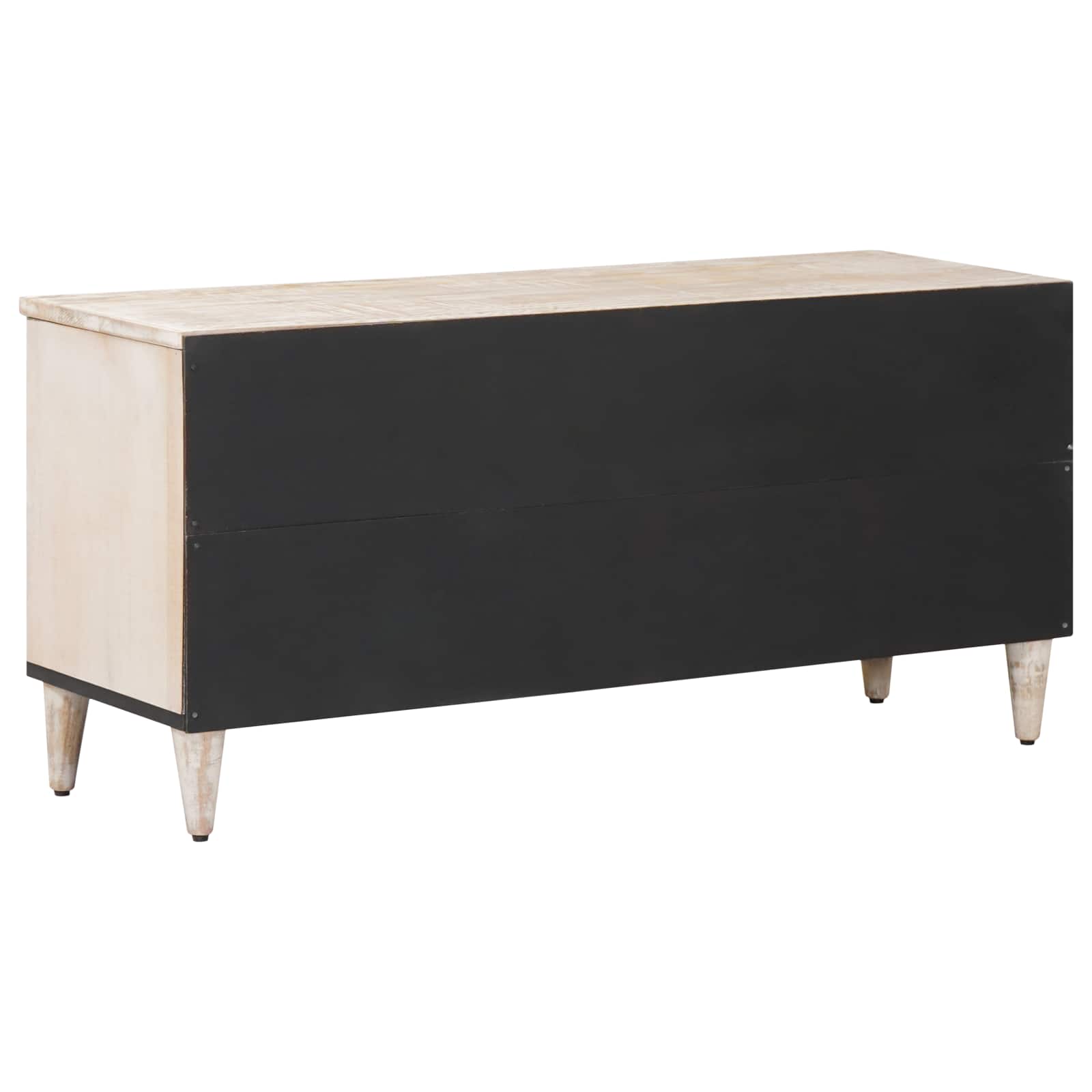 Mobile TV Bianco 100 x 33,5 x 46 cm Legno di mango massello | homemem39