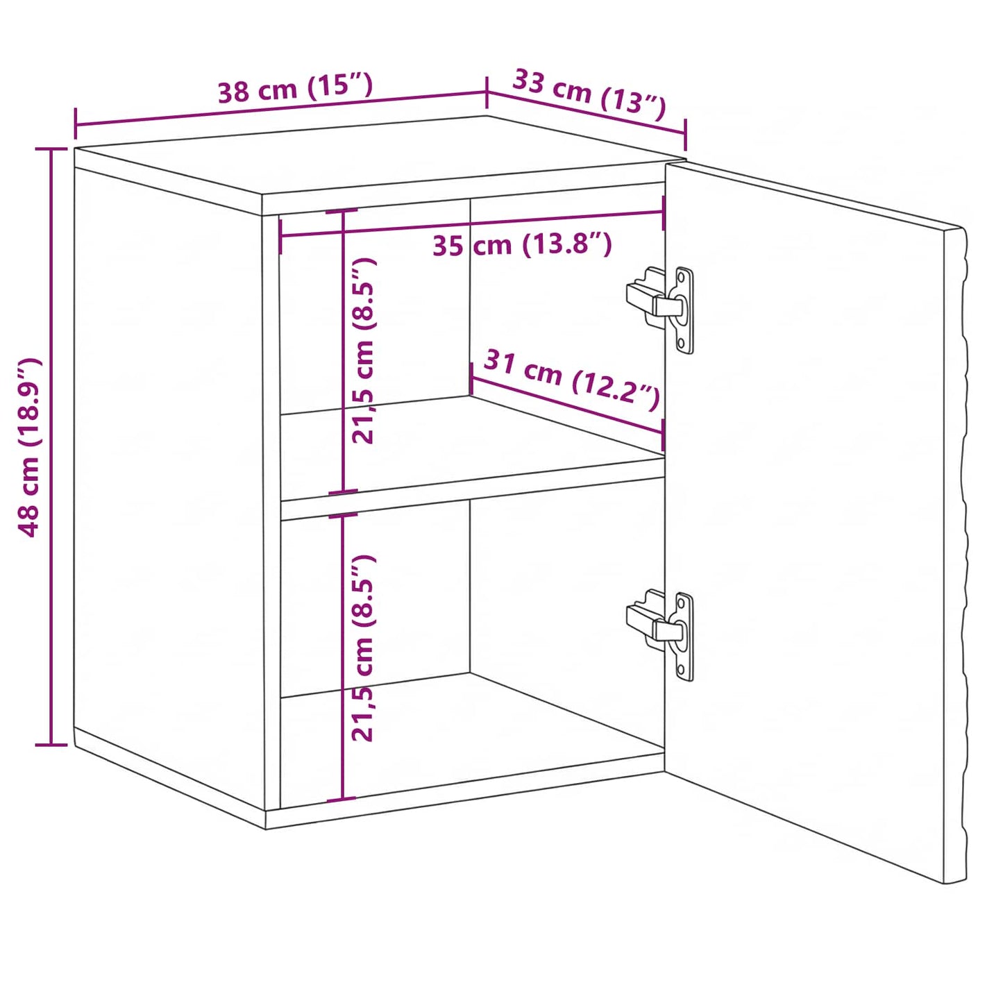 Mobile Appeso da Bagno con porta Bianco 38 x 33,5 x 48 cm | homemem39