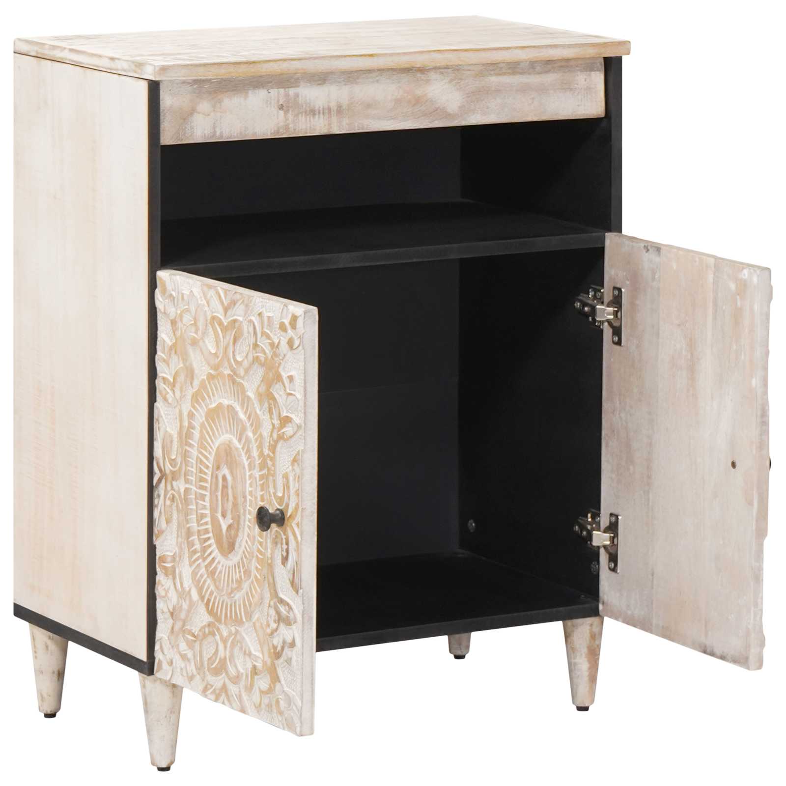 Credenza Bianco 60 x 33,5 x 75 cm Legno di mango massello | homemem39