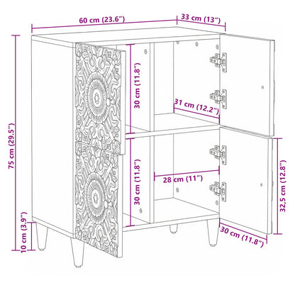 Credenza Bianco 60 x 33,5 x 75 cm Legno di mango massello | homemem39