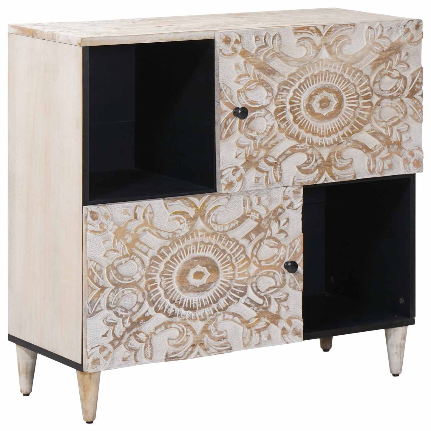 Credenza Bianco 80 x 33,5 x 75 cm Legno di mango massello
